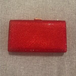 Boutique De FGG Crystal Evening Bags Women Formal Party Box Clutch Red NWOT